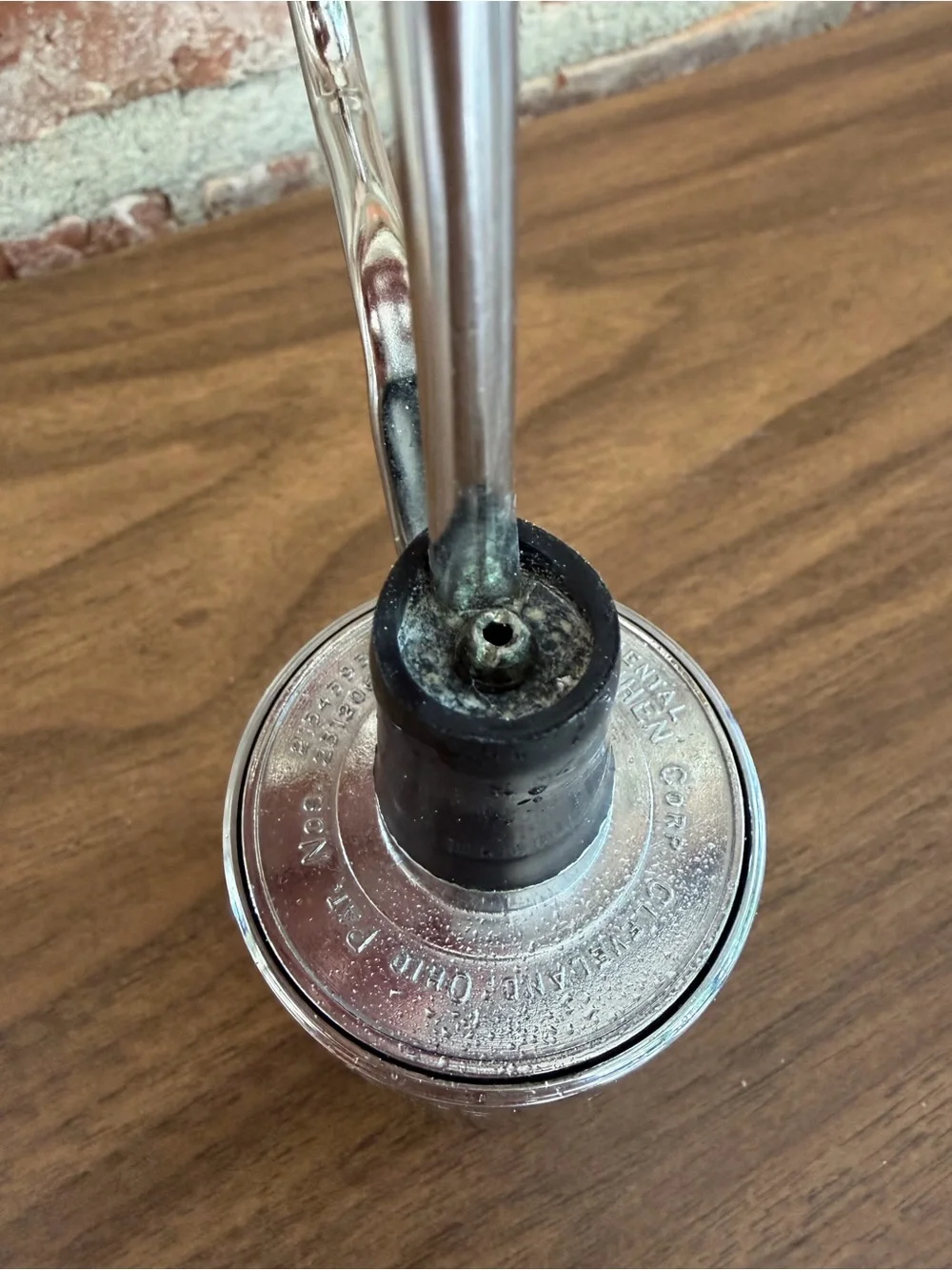 Vintage Scotch Glass Decanter Chrome Pump Dispenser MCM Barware